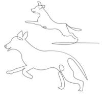 Continuous one line dog pet outline vector art drawing