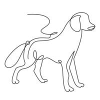 Continuous one line dog pet outline vector art drawing