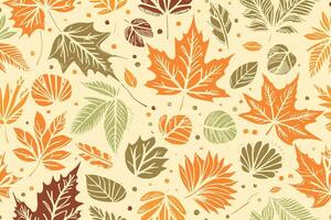 Abstract Autumn Hand-drawn Foliages Texture Pattern Doodle Vector Illustration