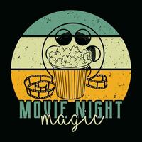 Popcorn bucket with a movie reel tshirt design vector