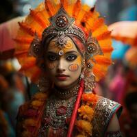 Colorful umbrellas and costumes fill the streets at Mumbai Carnival in India photo