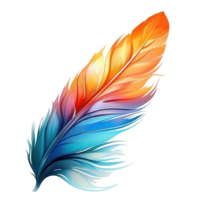 Colorful hand-painted feather isolated on white backgroud png