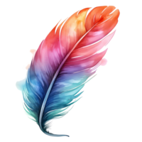 Colorful hand-painted feather isolated on white backgroud png