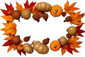 Happy thanksgiving day with turkey bird pumpkin leaves Happy thanksgiving day vector illustration turkey and harvest for Thanksgiving Day. AI Generated photo