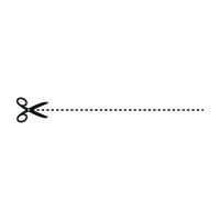 Cut line icon with scissor, cut here guidance, scissors and dash. Coupon mark and symbol for cropping, signifying voucher. Flat vector illustrations isolated in background.