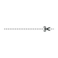 Cut line icon with scissor, cut here guidance, scissors and dash. Coupon mark and symbol for cropping, signifying voucher. Flat vector illustrations isolated in background.