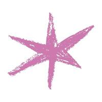 Shape elements, abstract. Graphic pink stars among scribble doodles, color collage. Flat vector illustrations isolated on white background