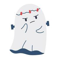 Kawaii ghosts collection. Halloween character set with scary and spooky faces. Isolated vector illustrations on a white background.