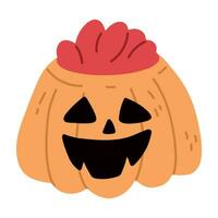 linda Víspera de Todos los Santos calabaza colocar. sonriente dibujos animados linterna caras. helloween fiesta caracteres en el forma de calabaza plano ilustraciones aislado en blanco antecedentes. vector