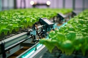 Smart robotic farmers. Agriculture technology. ai generated photo