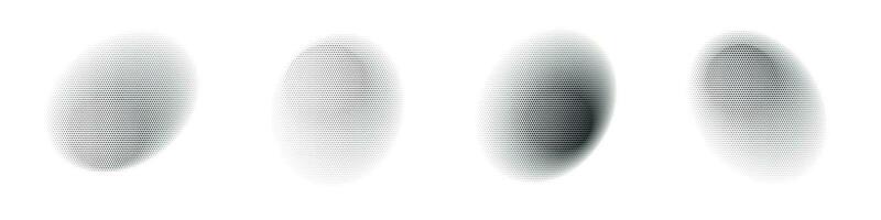 Grainy noise stippled dots in a gradient circle texture. Sand or grunge effect. half tone and brush elements. Flat vector illustration isolated on white background.