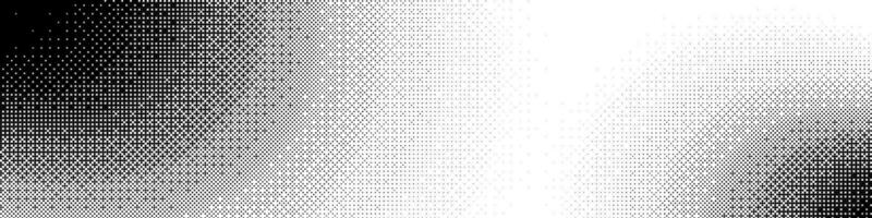 Halftone pattern background with gradient transition, comic-style dots and pixelated squares. Texture grain, grit, and old grunge noise elements. Flat vector illustration isolated on white background.