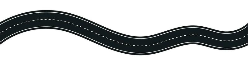 Winding highway road from top view. Flat vector illustration isolated on white background.