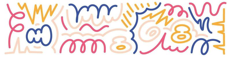 Squiggle pattern memphis. Abstract line and shapes. Fun and colorful children's party pattern. Isolated vector illustrations on white background.