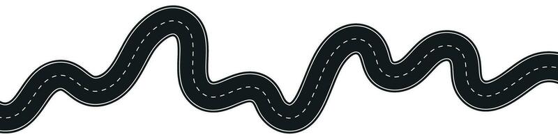 Winding highway road from top view. Flat vector illustration isolated on white background.