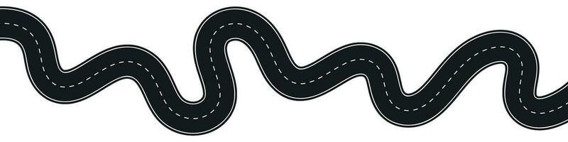 Winding highway road from top view. Flat vector illustration isolated on white background.