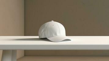 white blank cap mock up on a white background. 3 d rendering Generative AI, AI Generated photo