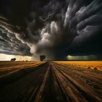 Dramatic stormy field photo