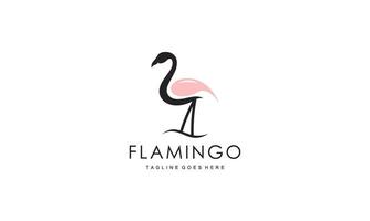 Flamingo logo concept design. Line art vector illustration