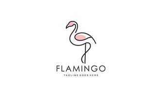 Flamingo logo concept design. Line art vector illustration