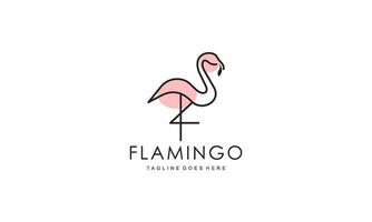 Flamingo logo concept design. Line art vector illustration