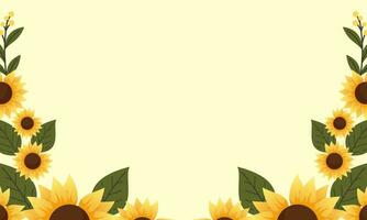 Watercolor sunflower border background vector