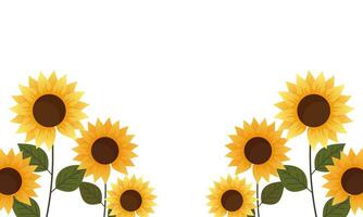 Watercolor sunflower border background vector