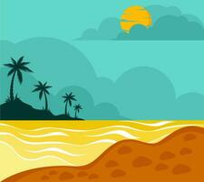 summer paradise with moon vector background