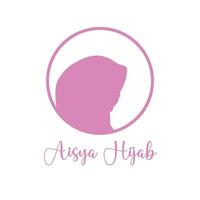 aisya hijab logo. hijab logo pink silhouette in circle vector