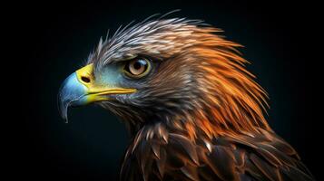 close up portrait of a eagle with golden background, isolated Generative AI, AI Generated photo