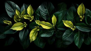 tropical leaf with black background Generative AI, AI Generated photo