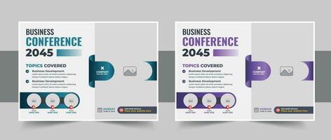 Horizontal business conference flyer template bundle or online event webinar conference social media banner layout vector