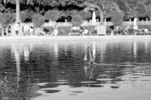 Photo on theme of lonely toy boat