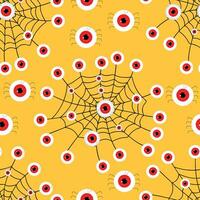 Vector seamless pattern with the eyeballs on yellow background.