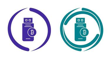 icono de vector de dispositivo usb bitcoin