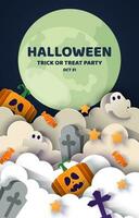 Happy Halloween party posters brochure background in paper cut style. vector