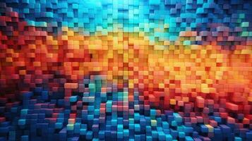 Abstract rainbow bright cubic background. 3D colorful geometric cube pattern. Generative AI bstract modern texture photo