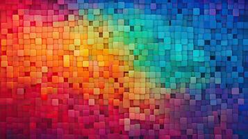 Abstract rainbow bright cubic background. 3D colorful geometric cube pattern. Generative AI bstract modern texture photo