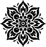 Mandala - Black and White Isolated Icon - Vector illustration