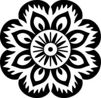 mandala - negro y blanco aislado icono - vector ilustración