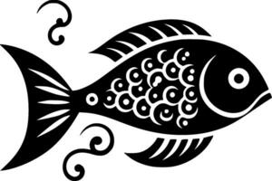 Fish - Black and White Isolated Icon - Vector illustration