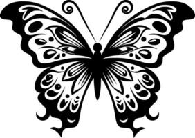 mariposa - negro y blanco aislado icono - vector ilustración