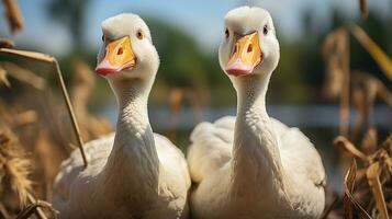 Close-up photo of a Duck looking any direction. Generative AI