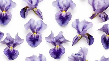 Iris flower patterned background. Flower texture background. Generative AI photo