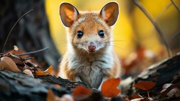 de cerca foto de un quoll mirando ninguna dirección. generativo ai