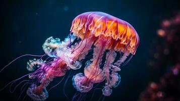 Wildlife photography of Photo of Jellyfish. Generative AI