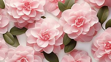 Camellia flower pattern background. Flower background texture. Generative AI photo