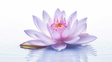 Photo of beautiful Water Lily flower isolated on white background. Generative AI