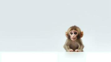 foto de un mono en blanco antecedentes. generativo ai