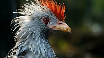 Close-up photo of a Secretary Bird looking any direction on jungle. Generative AI